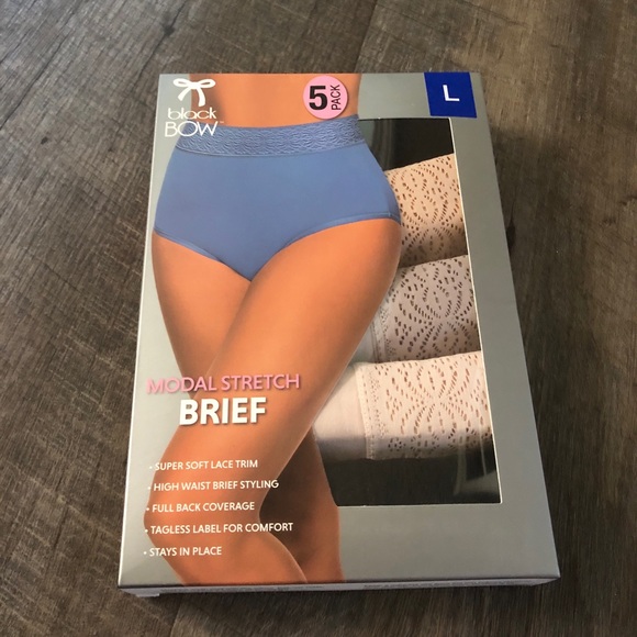 Black Bow Ladies' High Waist Brief, 5-pack - Picture 6 of 13